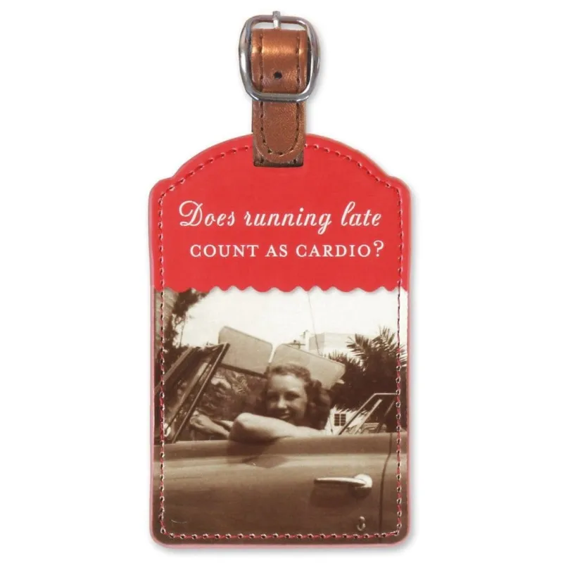 The Bullish Store Women's Does Running Late Count As Cardio Luggage Tag in Red sold by Belt Outlet