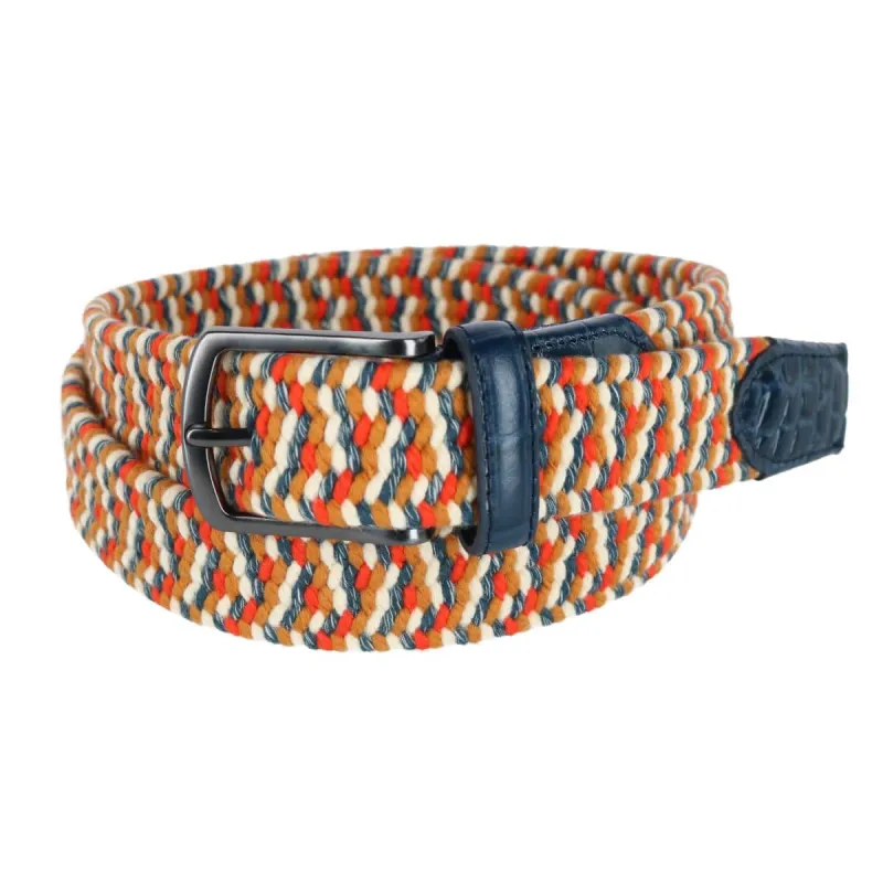 Mad Golfer Men's Mad Golfer Braided Elastic Belt with Croc Print Leather Tabs made by Belt Outlet