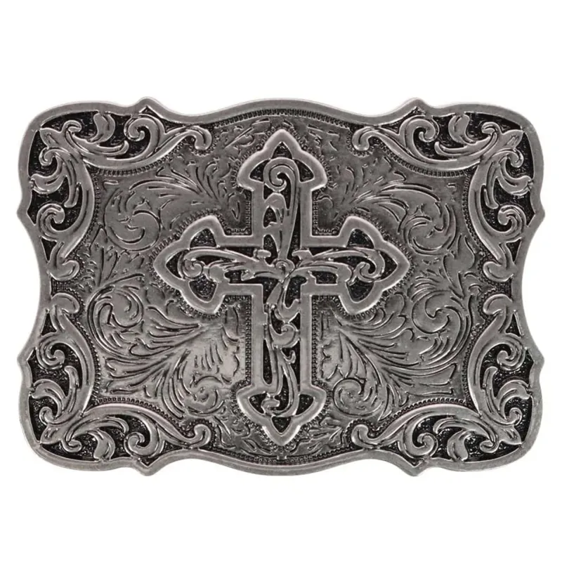 CTM® Vintage Silver Cross Filigree Belt Buckle sold by Belt Outlet