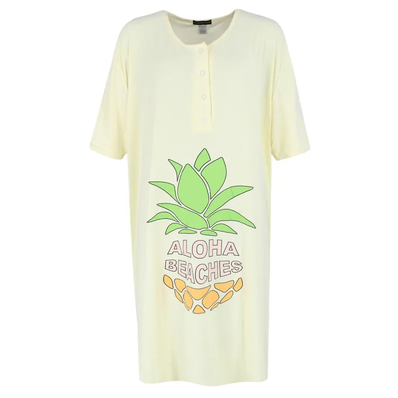 Not a Morning Person Women's Aloha Beaches Short Sleeve Night Shirt sold by Belt Outlet