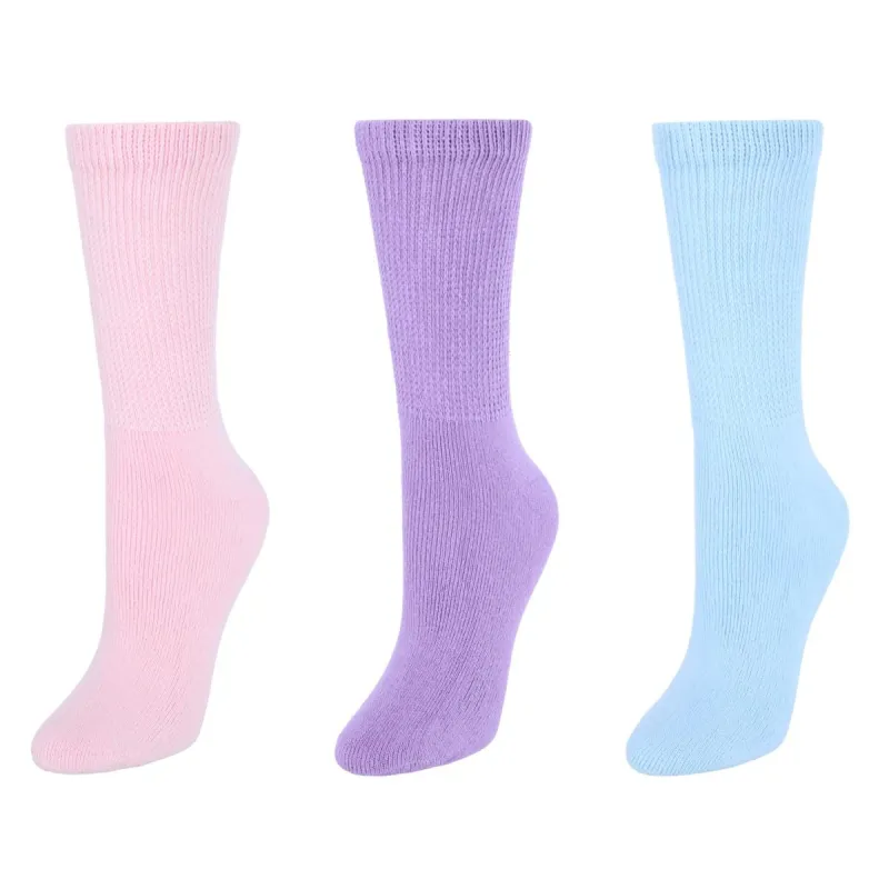 CTM® Women's Diabetic Pastel Color Crew Socks (3 Pack) made by Belt Outlet