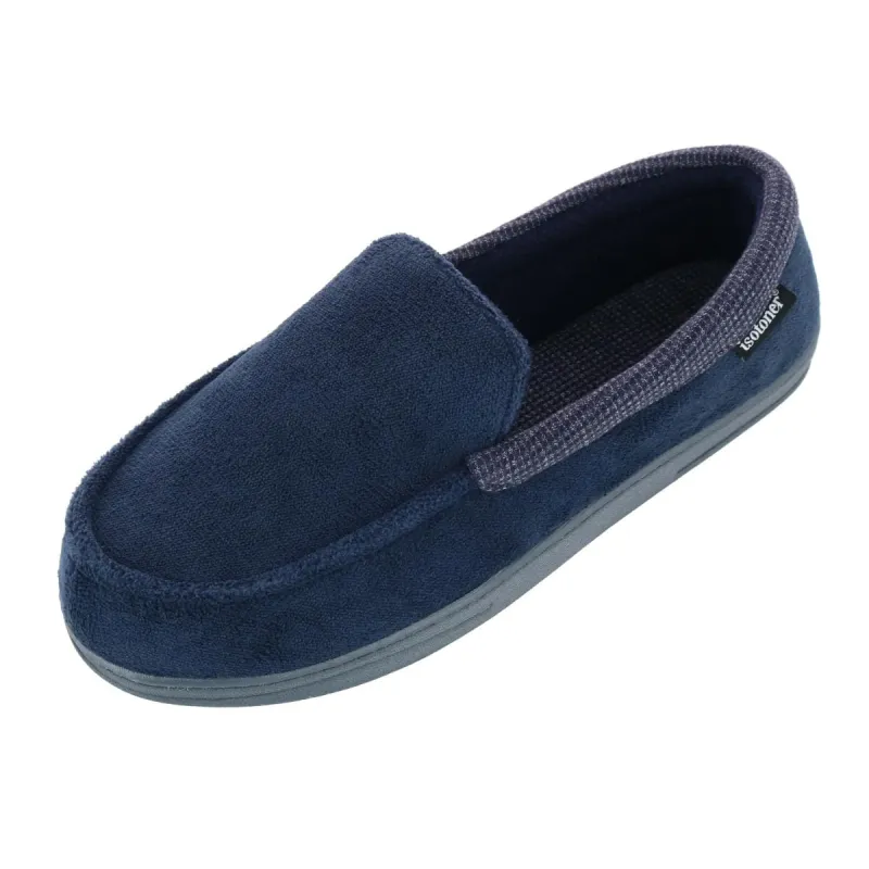 Isotoner Men's Microterry and Waffle Travis Moccasin Slipper made by isotoner