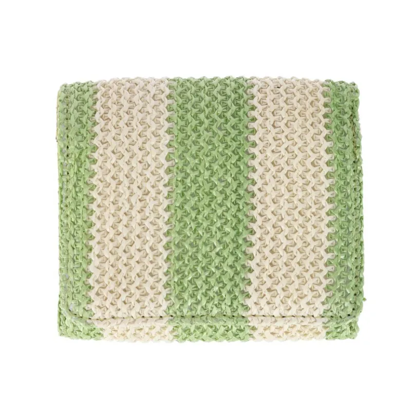 Buxton Women's Striped Straw Vegan Leather Medium Trifold made by Buxton