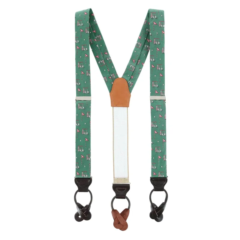 Trafalgar Men's The Golf Dream Silk Button End Suspenders made by Trafalgar