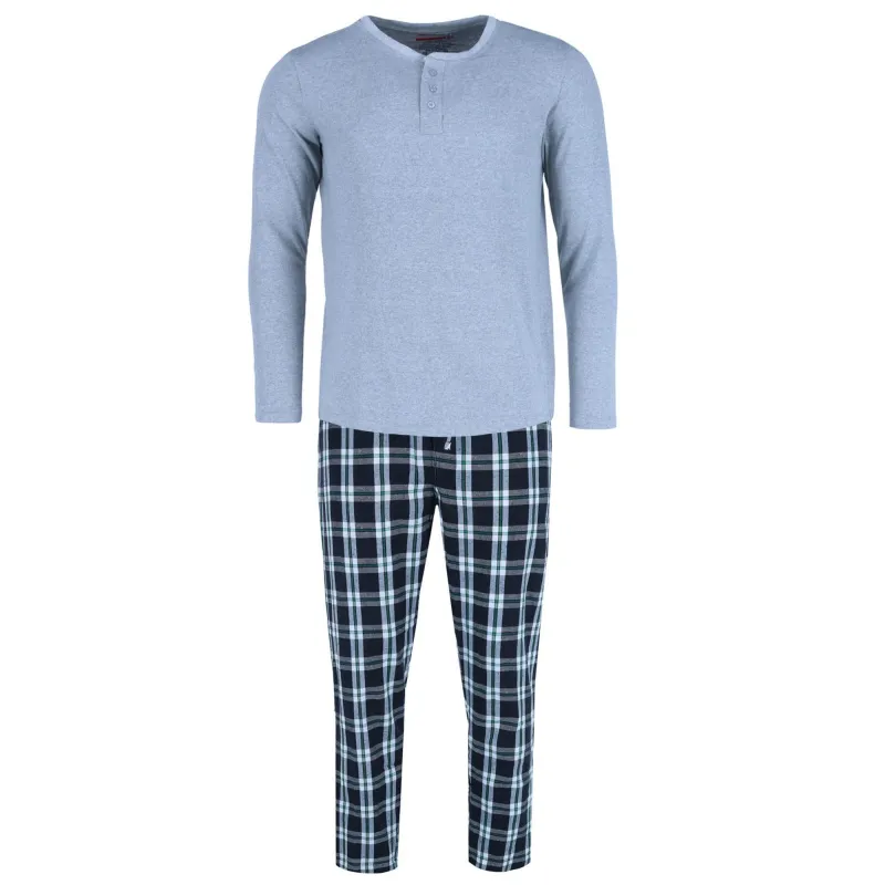 Ten West Apparel Men's Long Sleeve Henley With Flannel Pant Lounge Set sold by Belt Outlet