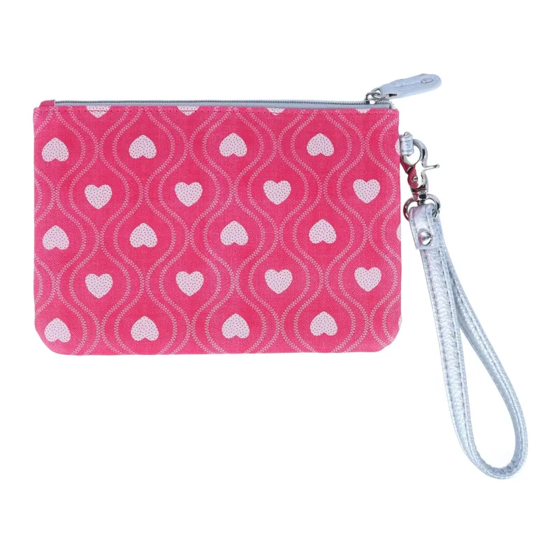 Buxton Women's Swervy Hearts Print Vegan Leather Wristlet Pouch made by Buxton