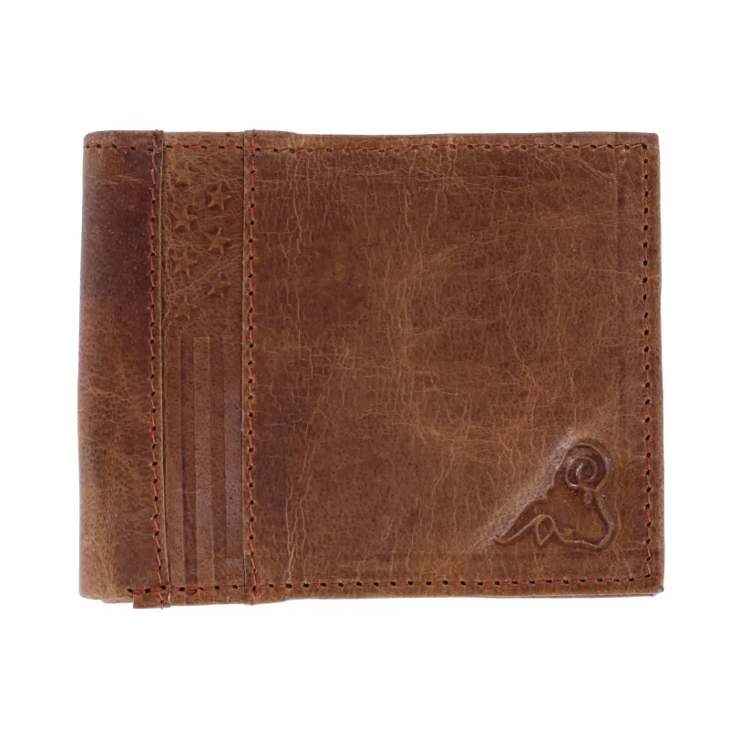 CTM® Men's RFID USA Embossed Leather Bifold Wallet made by Belt Outlet