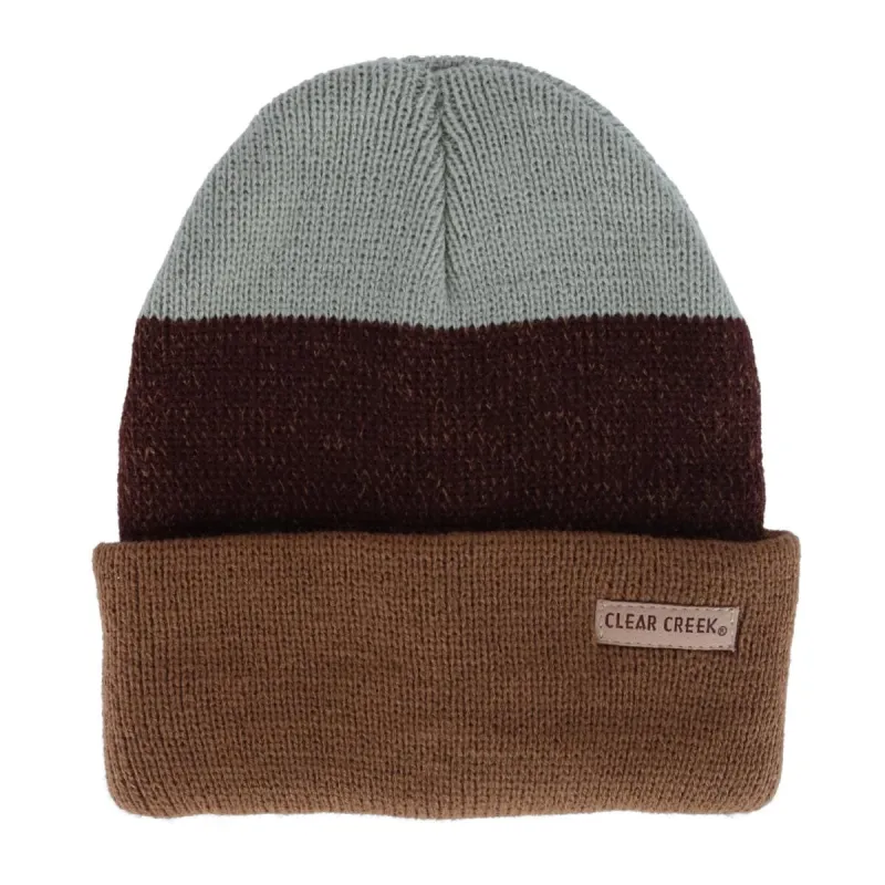 Clear Creek Men's Knit Tri-Color Winter Cuff Hat made by Belt Outlet