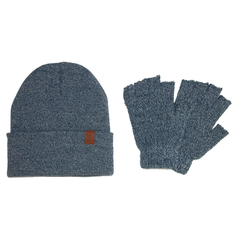 ClimaZer0 Marbled Hat and Fingerless Gloves Winter Set made by Belt Outlet