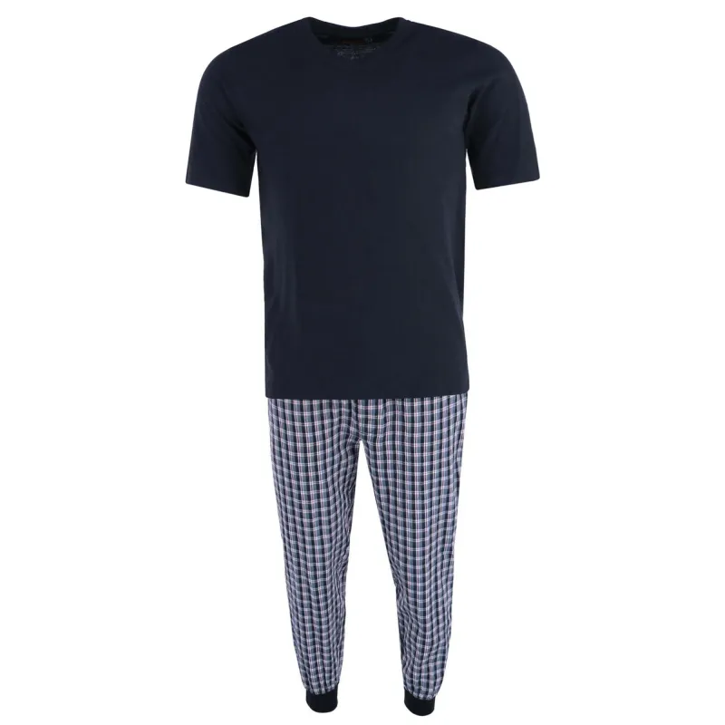Ten West Apparel Men's V-Neck Top With Plaid Jogger Lounge Set made by Belt Outlet