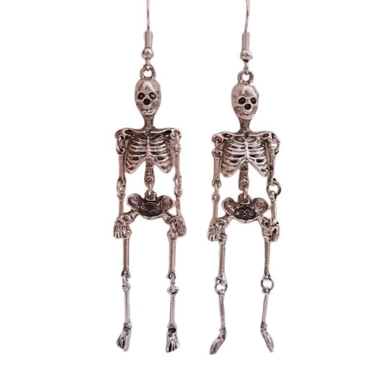 The Bullish Store Women's Anatomically Spooky Skeleton Dangle Earrings in Silver sold by Belt Outlet