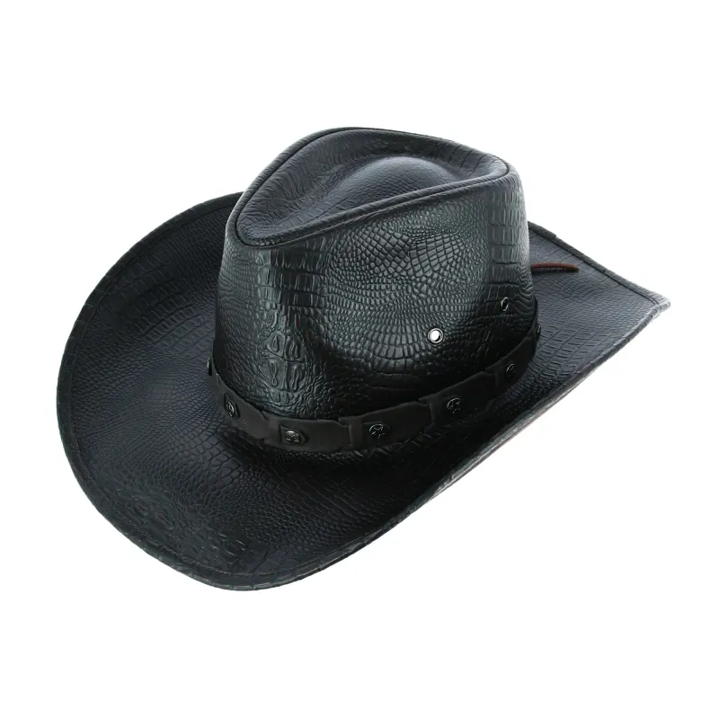 Kenny K Men's Crocodile Print Western Hat made by Belt Outlet