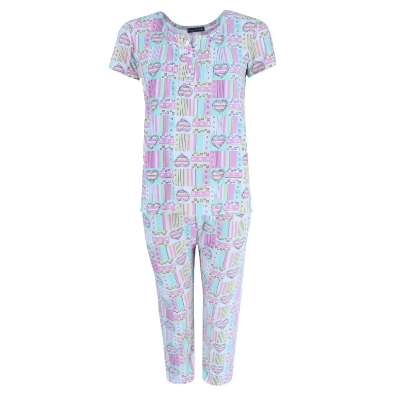 Elegant Emily Women's Plus Size Patchwork Hearts Capri Set made by Belt Outlet