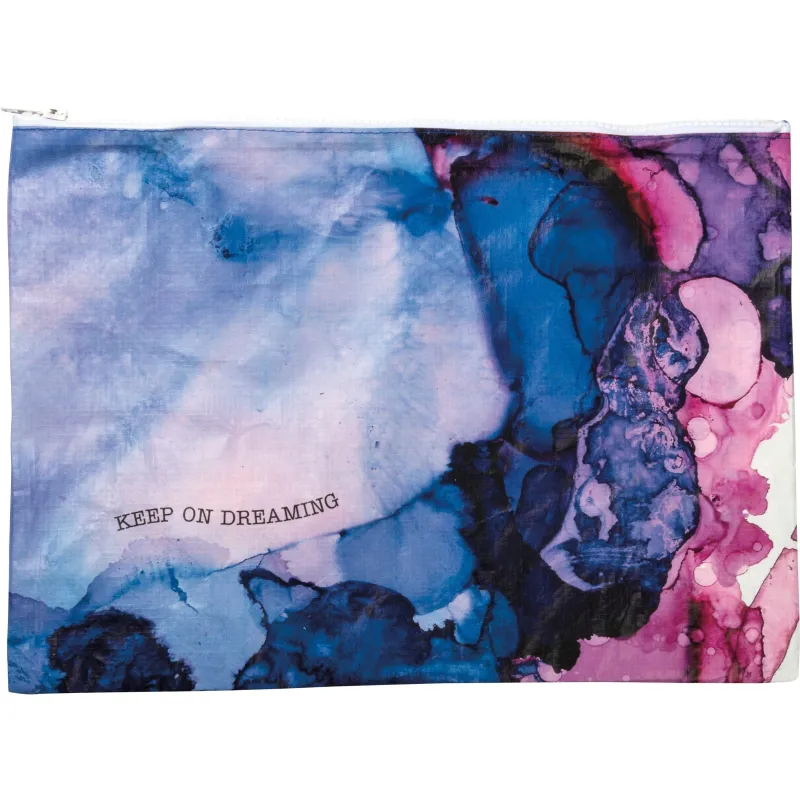 The Bullish Store Women's Keep On Dreaming Watercolor Design Colorful Recycled Material Jumbo Zipper Folder made by Belt Outlet
