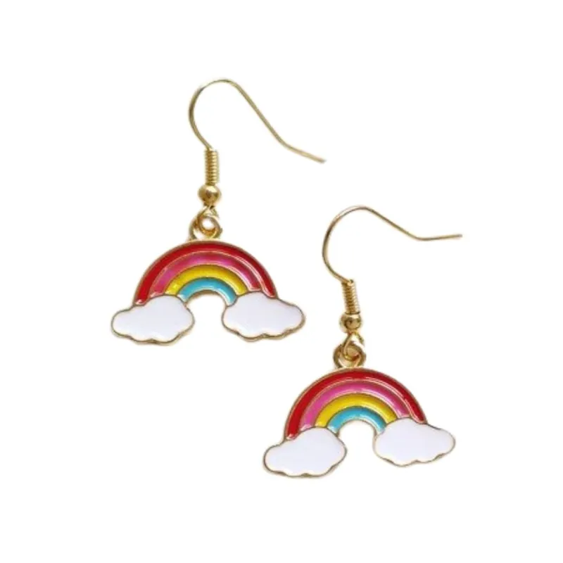 The Bullish Store Women's Sunny Skies '70s-'80s Style Enamel Rainbow Hook Earrings sold by Belt Outlet