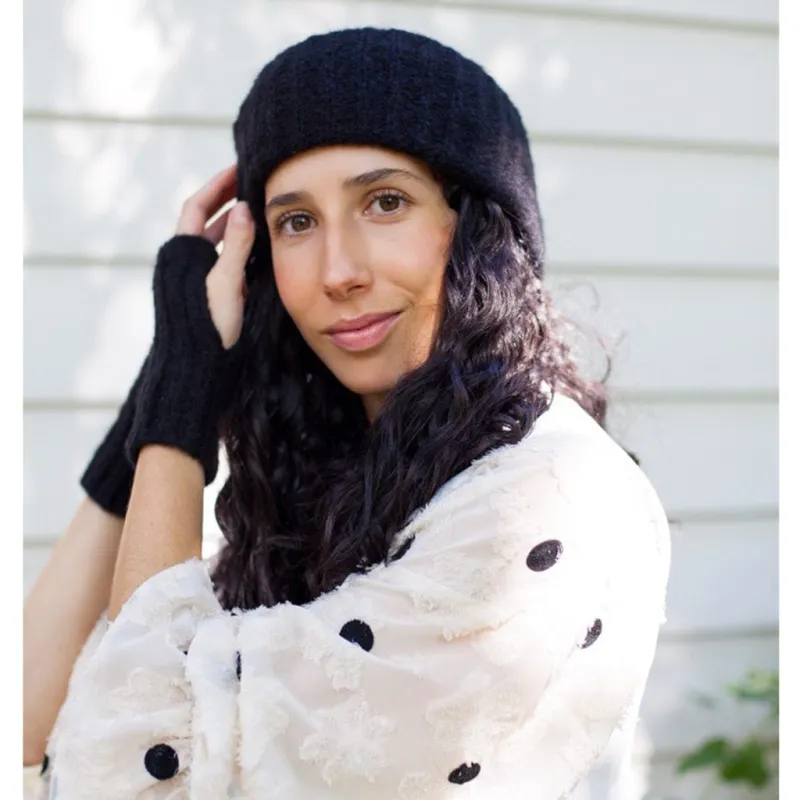 SLATE + SALT Women's Black Ribbed Alpaca Ear Warmer sold by Belt Outlet