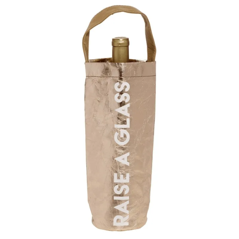 The Bullish Store Raise a Glass Rose Gold Wine Bottle Bag sold by Belt Outlet
