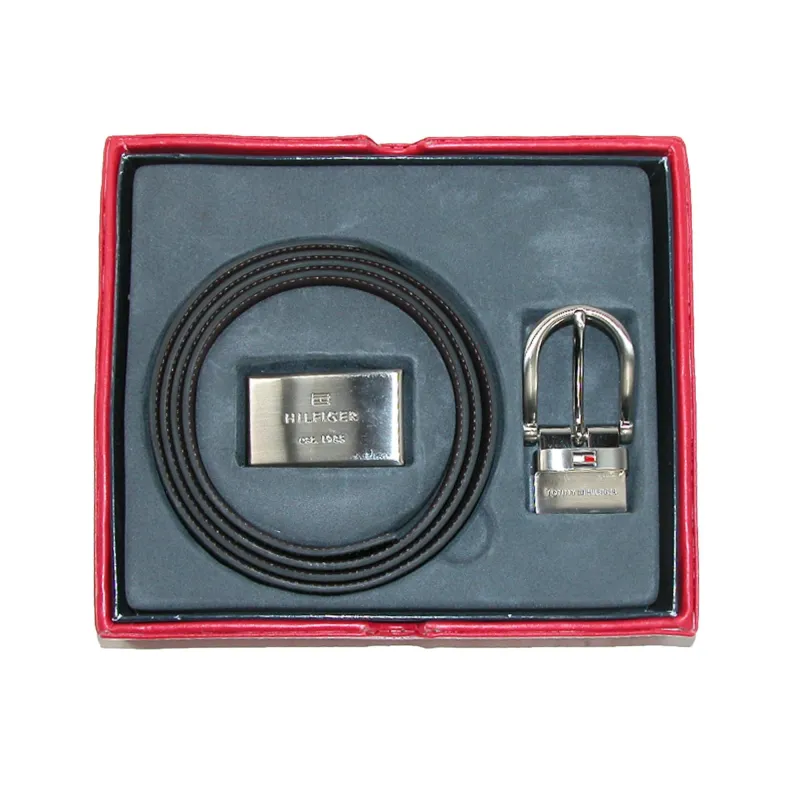 Tommy Hilfiger Men's Reversible 1-inch Leather Belt and Buckles Boxed Gift Set made by Tommy Hilfiger