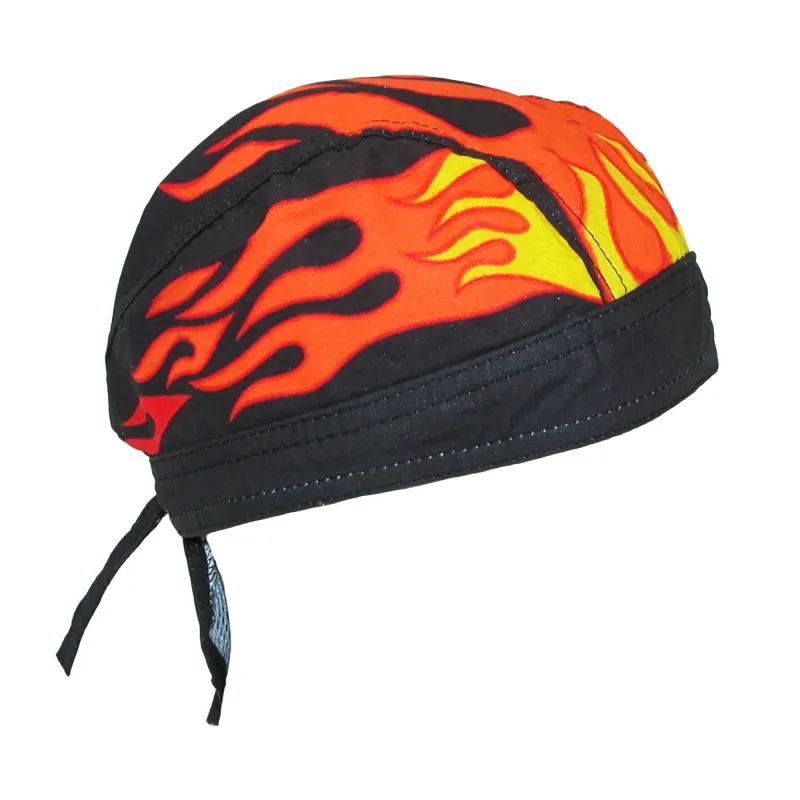 CTM® Men's Cotton Lined Flames Do Rag Cap sold by Belt Outlet