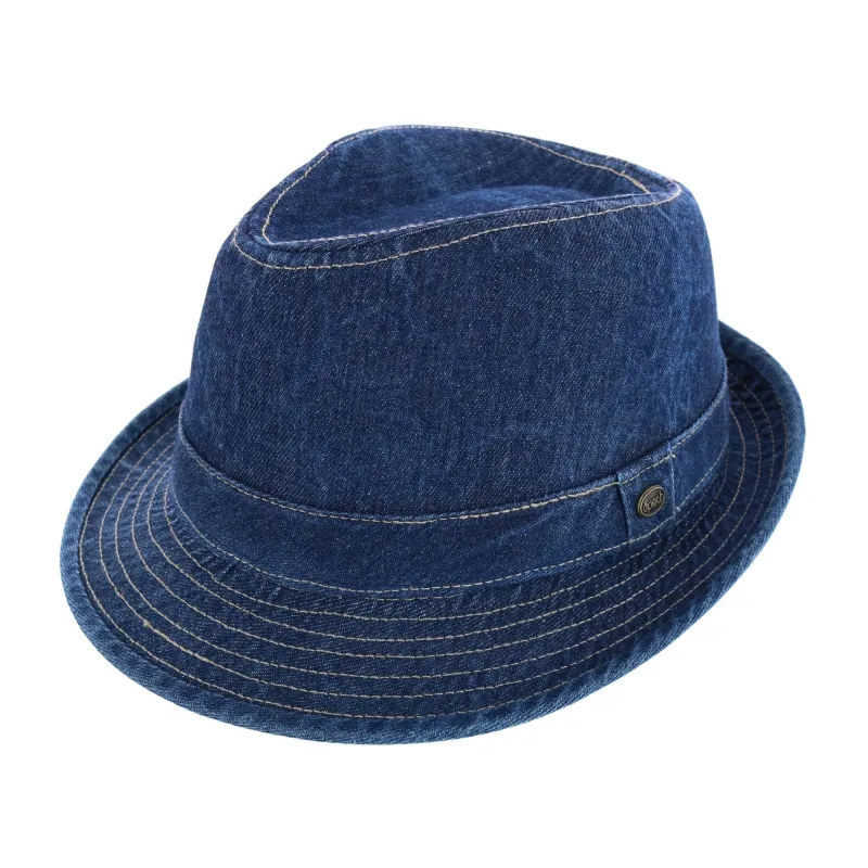 Epoch Hats Company Men's Cotton Denim Fedora Hat made by Belt Outlet