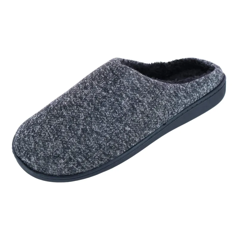 Isotoner Men's Heathered Knit Hoodback Slipper made by isotoner