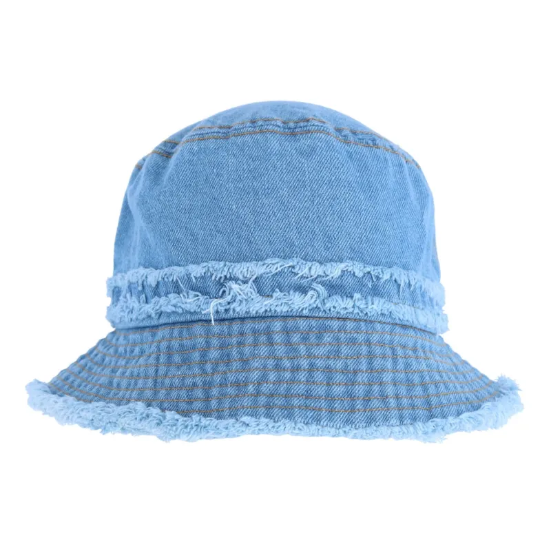 David & Young Women's Distressed Denim Bucket Hat with Frayed Edges sold by Belt Outlet
