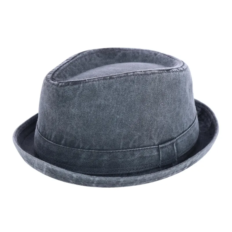 Epoch Hats Company Men's Washed Denim Cotton Fedora Hat made by Belt Outlet