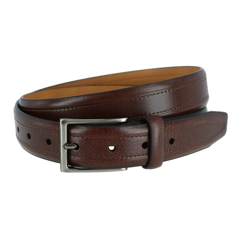 Trafalgar Men's Stitch Detail Leather Belt made by Trafalgar