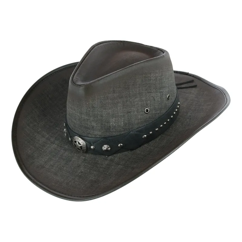 Kenny K Men's Grey UPF 50+ Western Hat with Vegan Leather Band made by Belt Outlet