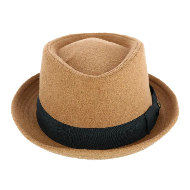 Epoch Hats Company Men's Diamond Shape Wool Fedora with Grosgrain Hatband made by Belt Outlet
