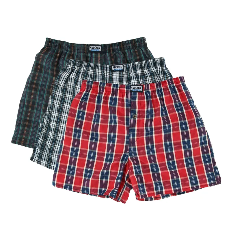 Knocker Men's Big and Tall Plaid Boxer Shorts (3 Pack) sold by Belt Outlet
