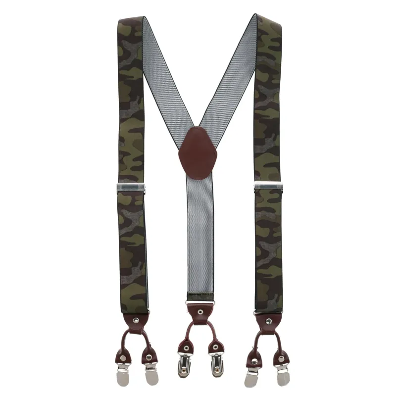 CTM® Men's 1.375 Inch Wide Camouflage Print Double Clip-End Suspenders made by Belt Outlet