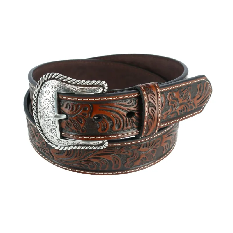 Nocona Belt Co Men's Tooled Western Belt made by Belt Outlet