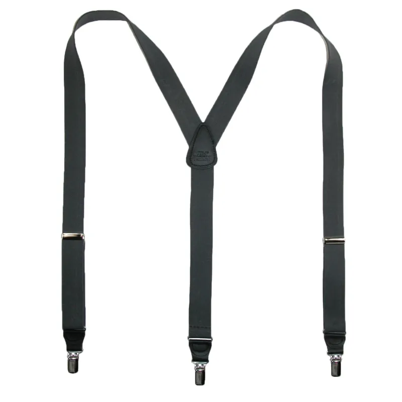 CTM® Men's Big & Tall Elastic Clip End Premium Solid Suspenders made by Belt Outlet