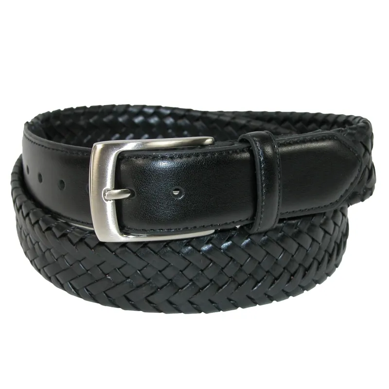 Danbury Men's Big & Tall Comfort Stretch Leather Braided Belt made by Belt Outlet
