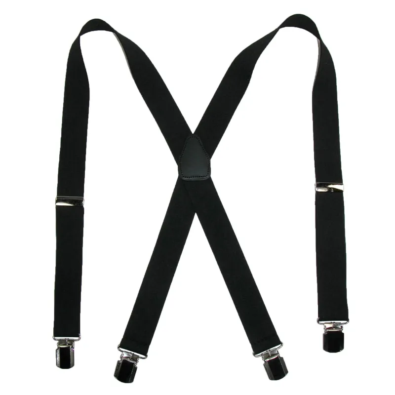 CTM® Men's Elastic with Anti Slip Pin Clip 1 1/2 Inch Solid Suspenders made by Belt Outlet