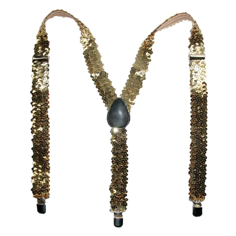 CTM® Women's Elastic Sequins Clip-End Suspenders made by Belt Outlet