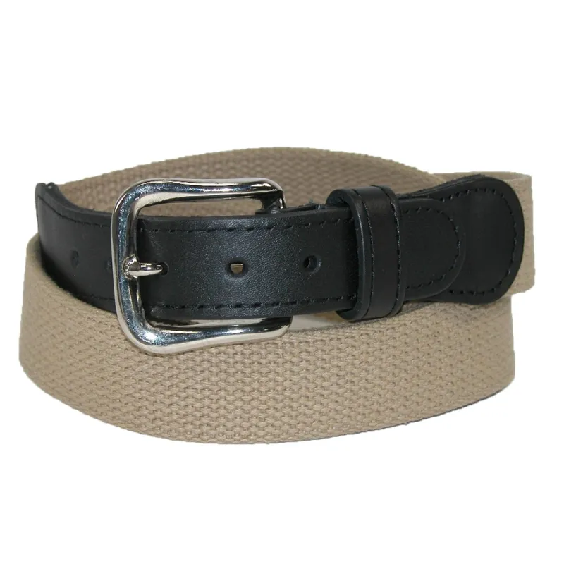 Boston Leather Men's Cotton Web Belt with Leather Tabs sold by Belt Outlet