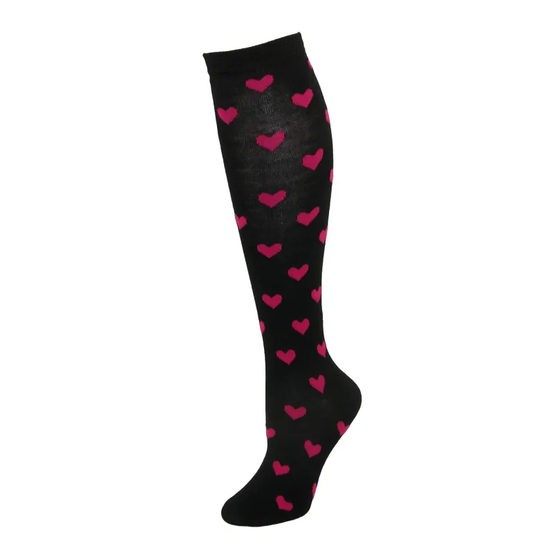 CTM® Women's Heart Print Knee High Socks made by Belt Outlet