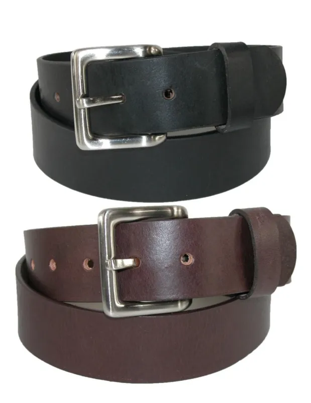 CTM® Men's Leather Bridle Belt with Removable Buckle (Pack of 2) made by Belt Outlet