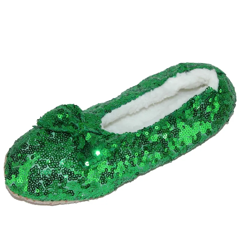 Alotta Knits Women's Sequins Ballerina Slippers with Sherpa Fleece Lining made by Belt Outlet