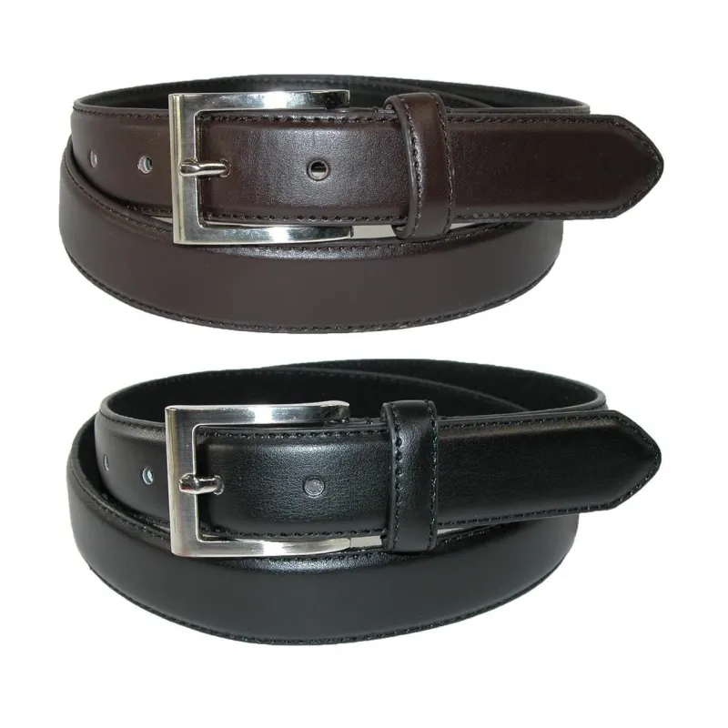 CTM® Men's Leather Basic Dress Belt with Silver Buckle (Pack of 2 Colors) sold by Belt Outlet