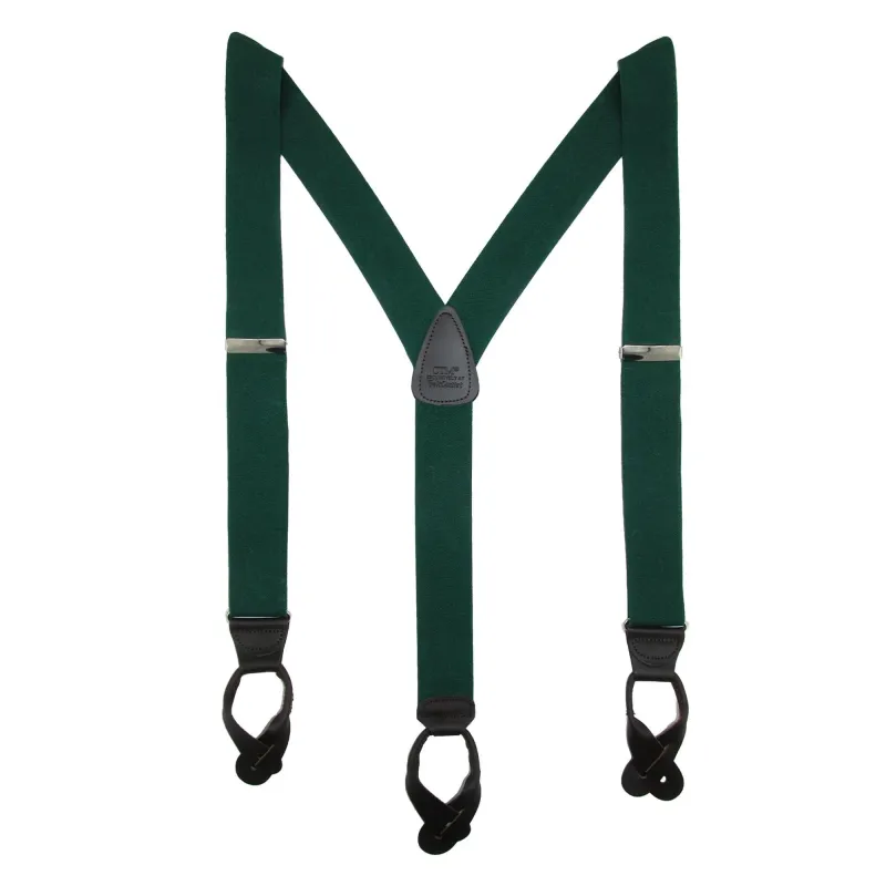 CTM® Men's Elastic Button End Dress Suspenders with Silver Hardware made by Belt Outlet