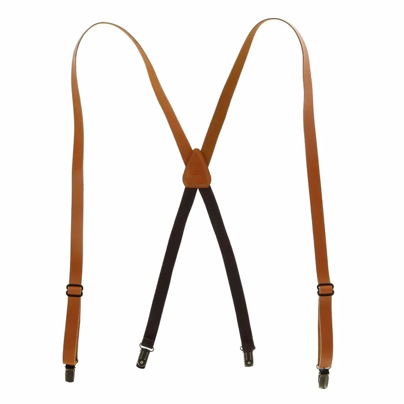 CTM® Coated Leather Clip-End 3/4 Inch Suspenders made by Belt Outlet