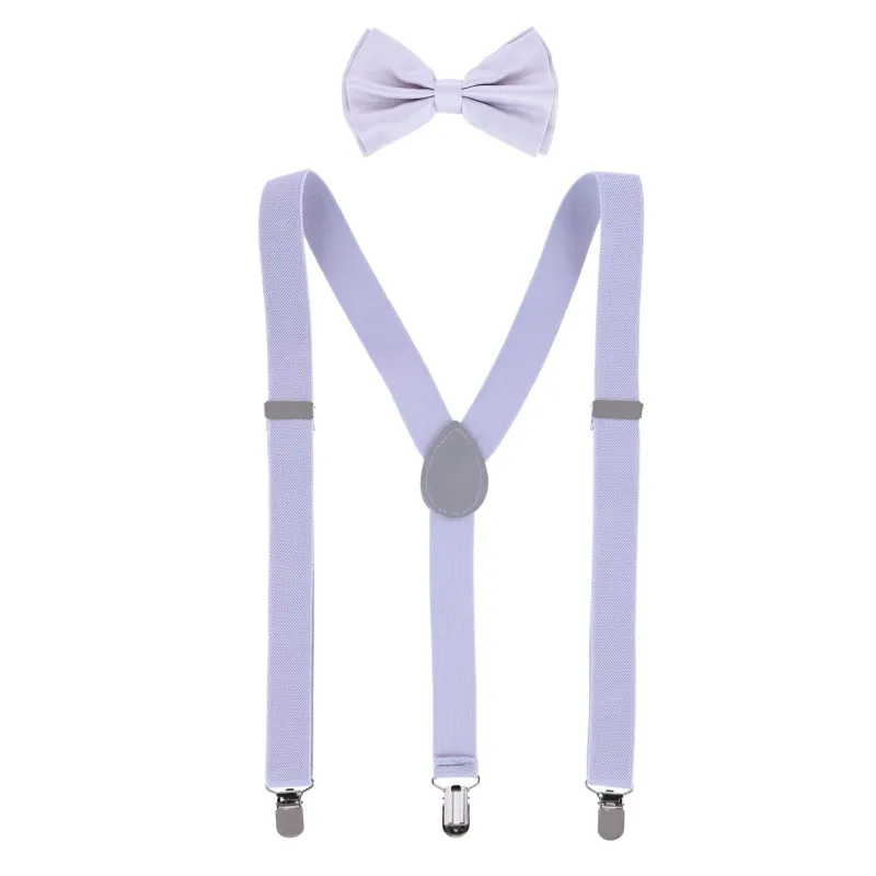 CTM® Men's Solid Fashion Color Bow Tie and Suspender Set made by Belt Outlet