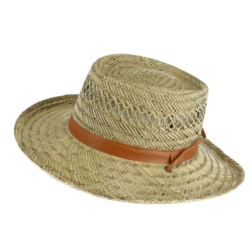 Kenny K Unisex Rush Straw 3 Inch Brim Gambler Hat made by Belt Outlet