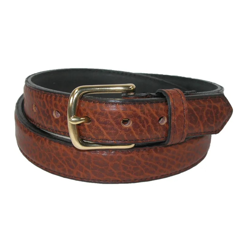 Boston Leather Men's 1.25 Inch Wide Bison Leather Belt made by Belt Outlet