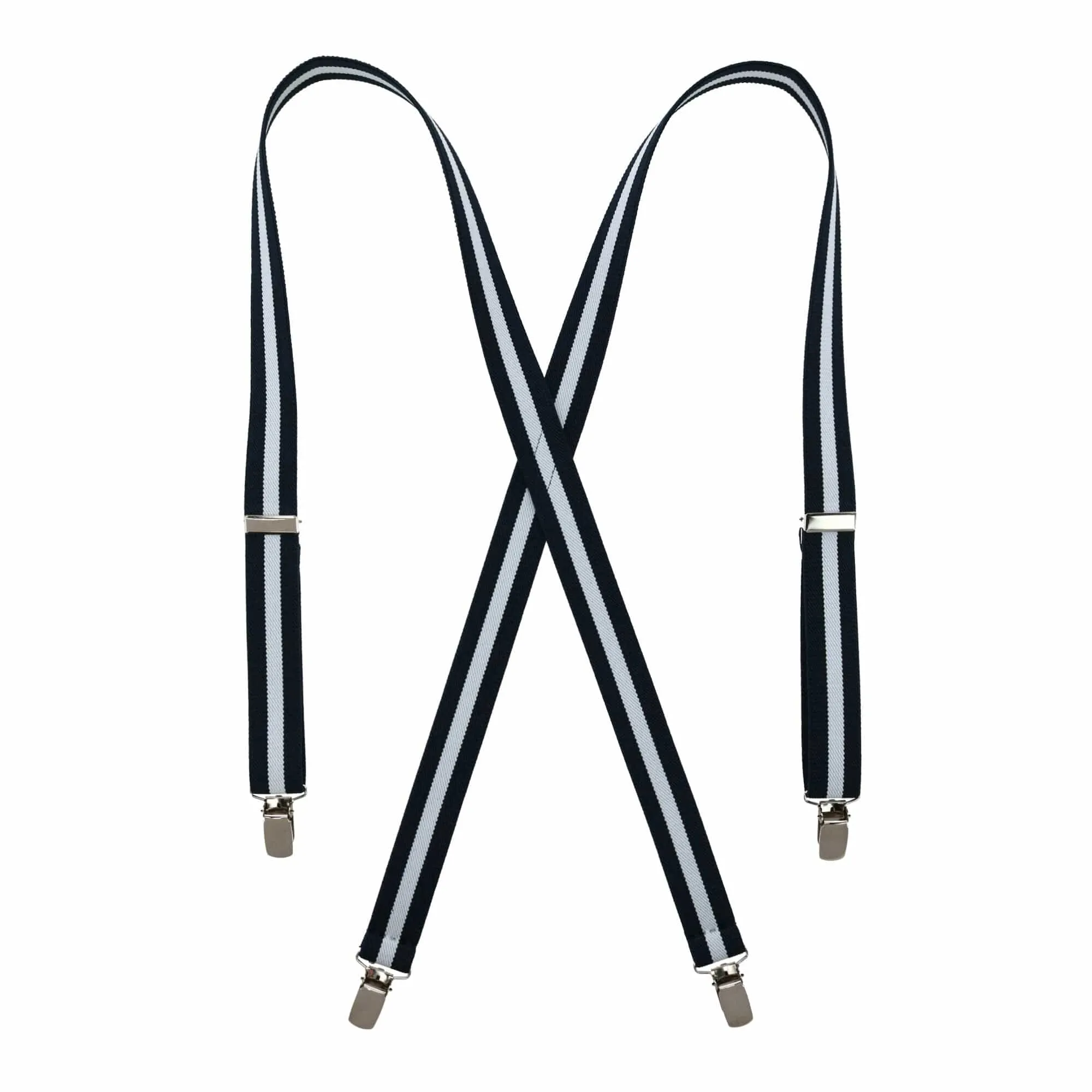 CTM® Women's Elastic X-Back Navy and White Pinstripe Suspenders sold by Belt Outlet product image thumbnail 2