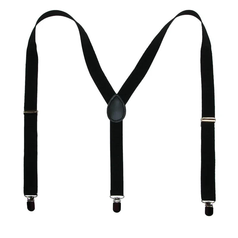 CTM® Elastic Solid Black Clip-End Suspenders made by Belt Outlet