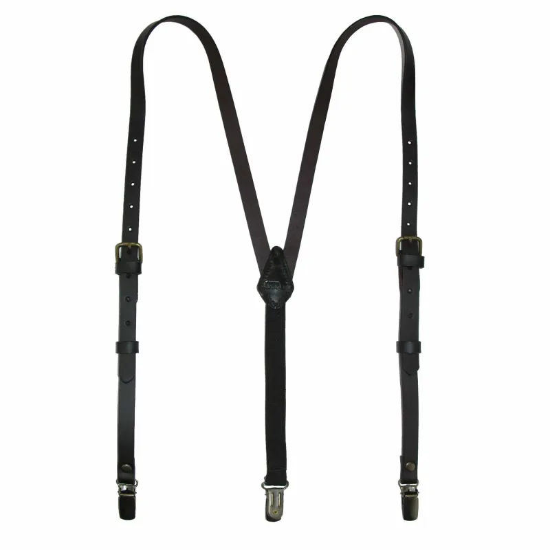 CTM® Women's Coated Leather 1/2 Inch Clip-End Suspenders made by Belt Outlet